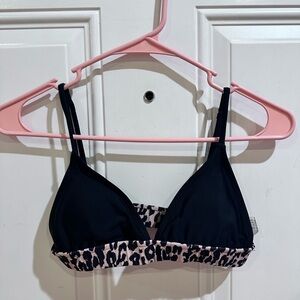 SHEIN Black and Leopard Bikini Top